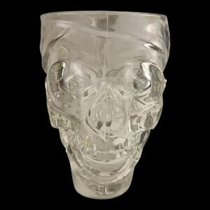 VTG Luminaire Pirate Skull Halloween Mug Clear Glass 30oz USA